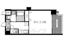 ルピナス紫明 3階1Kの間取り