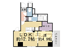 京都市営烏丸線 五条駅 徒歩8分の賃貸マンション 6階1LDKの間取り