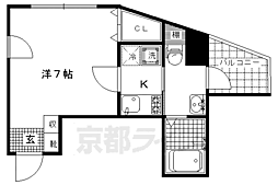 クレストコート二条城北 4階1Kの間取り