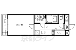 京都市営烏丸線 五条駅 徒歩10分の賃貸マンション 2階1Kの間取り