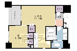 リヴァーク四条烏丸 9階1LDKの間取り
