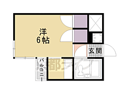 二条グランドハイツ 1Kの間取図画像