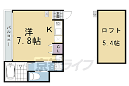 京都市営烏丸線 五条駅 徒歩10分の賃貸マンション 3階ワンルームの間取り
