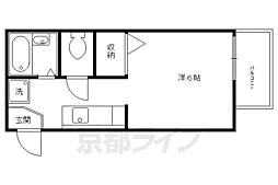 北山グランブルーハイツ 1階1Kの間取り