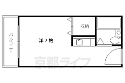 ウイング・ウッド丸太町 4階ワンルームの間取り