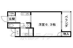 西陣パークハイツ 201 2階1Kの間取り