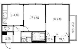 ヴィヴァーチェ西賀茂 2DKの間取図画像