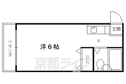 プルシャン西京極 ワンルームの間取図画像