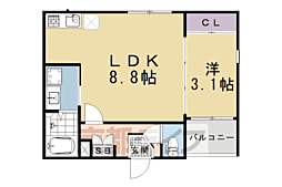 ハーモニーテラス吉祥院西定成町 1LDKの間取図画像