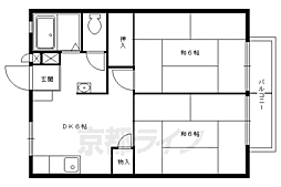 ラフィネ北白川A 2DKの間取図画像