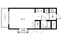 洛北アーバンコート 1Kの間取図画像