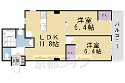 グリーンヒル北山通 2LDKの間取図画像