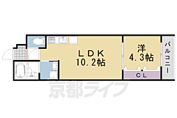 DearCourt野里 1LDKの間取図画像