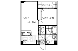 カスタリア壬生 1LDKの間取図画像