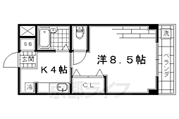 アサクラハイツ 1Kの間取図画像