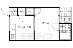 グリーンビラ京都 1DKの間取図画像