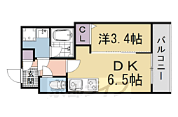 ヴィラ白川 1DKの間取図画像