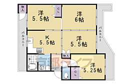 京都府住宅供給公社南円明寺ケ丘団地1棟 4DKの間取図画像