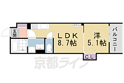 ラモーナ藤阪元町 1LDKの間取図画像