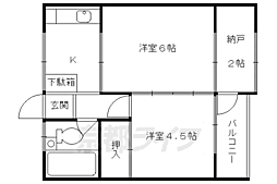 稲荷マンションB棟 2Kの間取図画像