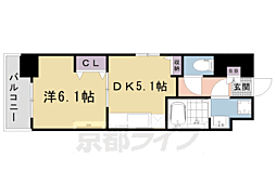 レジデンス西京極 1DKの間取図画像