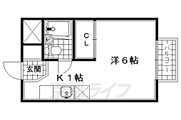 セリバテール若宮 1Kの間取図画像