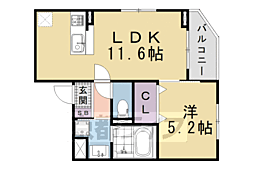 ソレイユ八条春日 1LDKの間取図画像