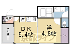 ハーモニーテラス竹田浄菩提院町 1DKの間取図画像
