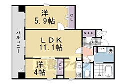 仮)四条富小路マンション 2LDKの間取図画像