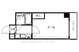 リバティ東大路 1Kの間取図画像