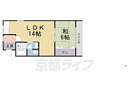 第二静洛荘 1LDKの間取図画像