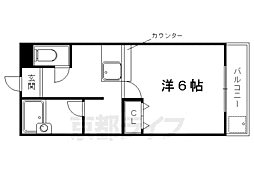 アビーロード北白川 1Kの間取図画像