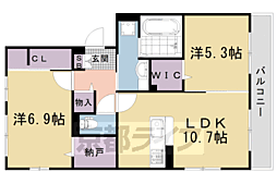 D-ROOM嵯峨嵐山 2LDKの間取図画像