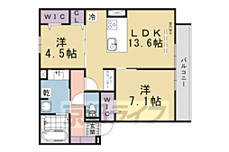 京都市伏見区桃山筑前台町アパート 2LDKの間取図画像