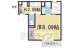 アースフィールド大津 1Kの間取図画像