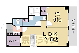 パインフィールド二条城 1SLDKの間取図画像