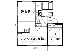 シェルガーデンC棟 2LDKの間取図画像