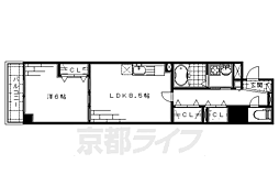パレス伏見 1LDKの間取図画像