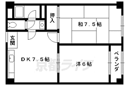 リンサンハイツ 2DKの間取図画像