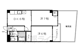 サンダ館2 1Kの間取図画像