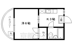 鴨東ハイツ 1Kの間取図画像