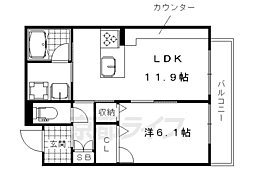 シャーメゾン四条桂川 1LDKの間取図画像