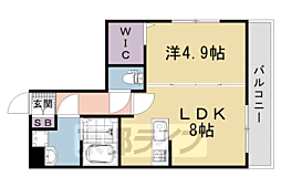 京都市右京区太秦野元町アパート 1LDKの間取図画像