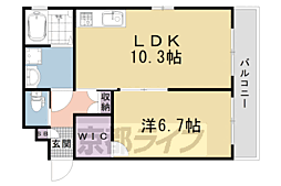 京都市右京区西京極町ノ坪町マンション 1LDKの間取図画像