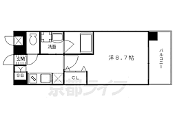 アスヴェル京都市役所前3 1Kの間取図画像