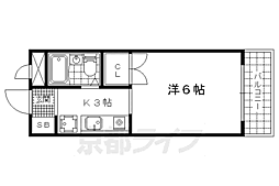 ぼなーる東野 1Kの間取図画像