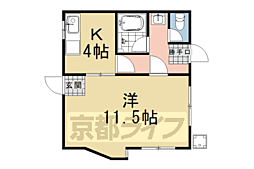 ウェストヒルズ桂 1DKの間取図画像