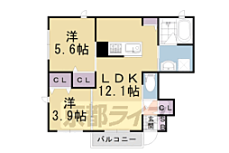 シャーメゾングレース 2LDKの間取図画像