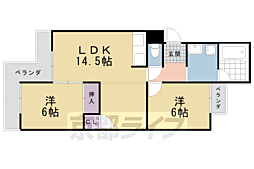 グランドール桂 2LDKの間取図画像