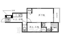 カザリベ城陽駅前 2Kの間取図画像